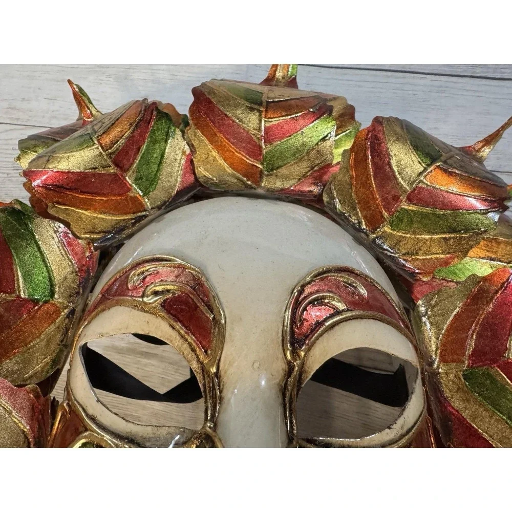 Vintage Hand Painted Masquerade Venetian Mask Original Venezia Italy Fall Color